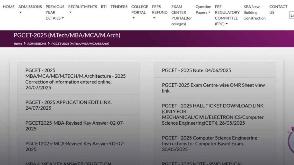 PGCET 2025 Result Date Karnataka