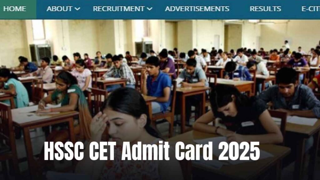 Close-up of a candidate holding the HSSC CET 2025 admit card in hand, with exam centre address and roll number clearly visible.